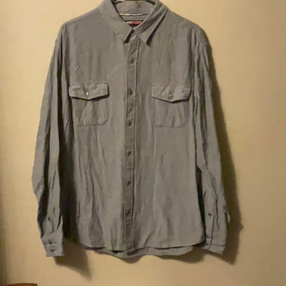 Gray Casual Button Down Shirt with Classic Collar